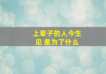 上辈子的人今生见 是为了什么